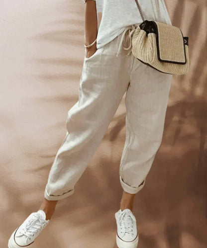 ARIA - Casual linnen broek met trekkoord voor dames