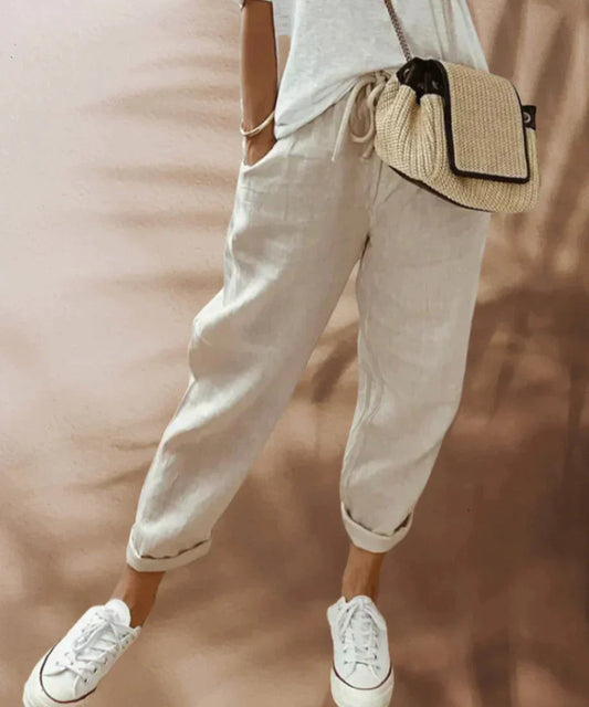 ARIA - Casual linnen broek met trekkoord voor dames