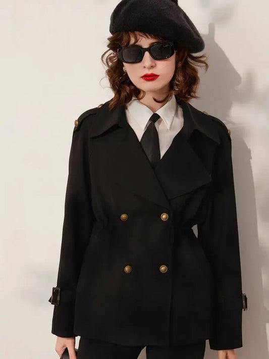 Getailleerde damesjas met dubbele knoopsluiting – VÉRA COAT - Glamorix