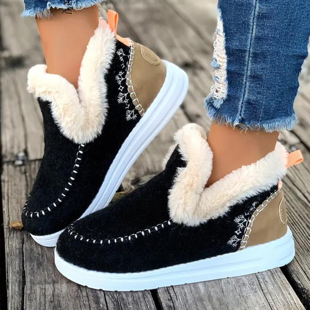 Warme slip-on winterschoenen voor dames met fleece voering – LUNARIA EasyWarm - Glamorix
