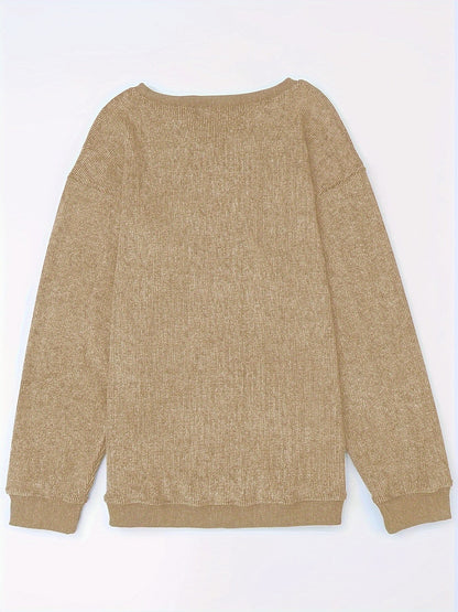 Een lange mouw top met ronde hals voor dames – NOVAQ - Glamorix