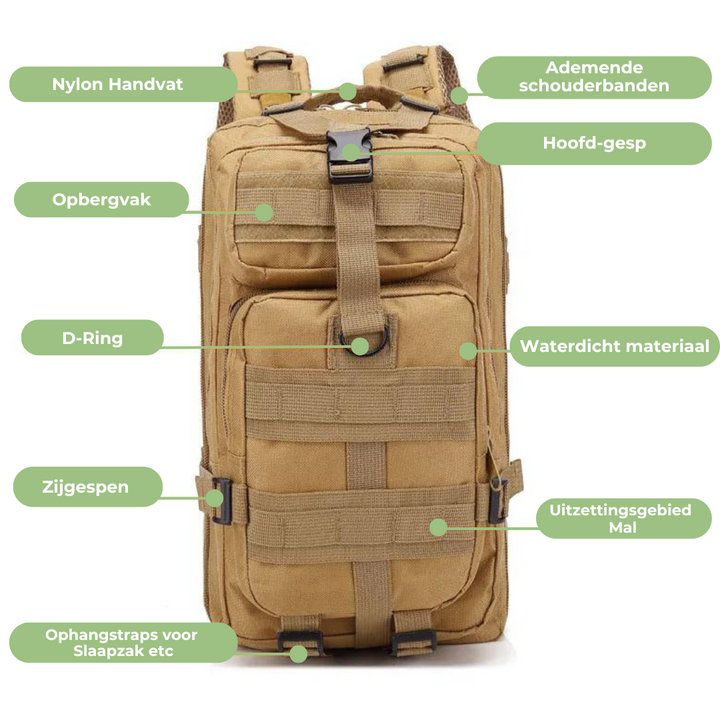 Waterdichte tactische rugzak met groot volume en MOLLE-systeem – StormCore ADVPack - Glamorix