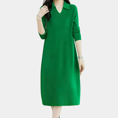 LIVIA - Gebreide midi-jurk met een elegante pasvorm