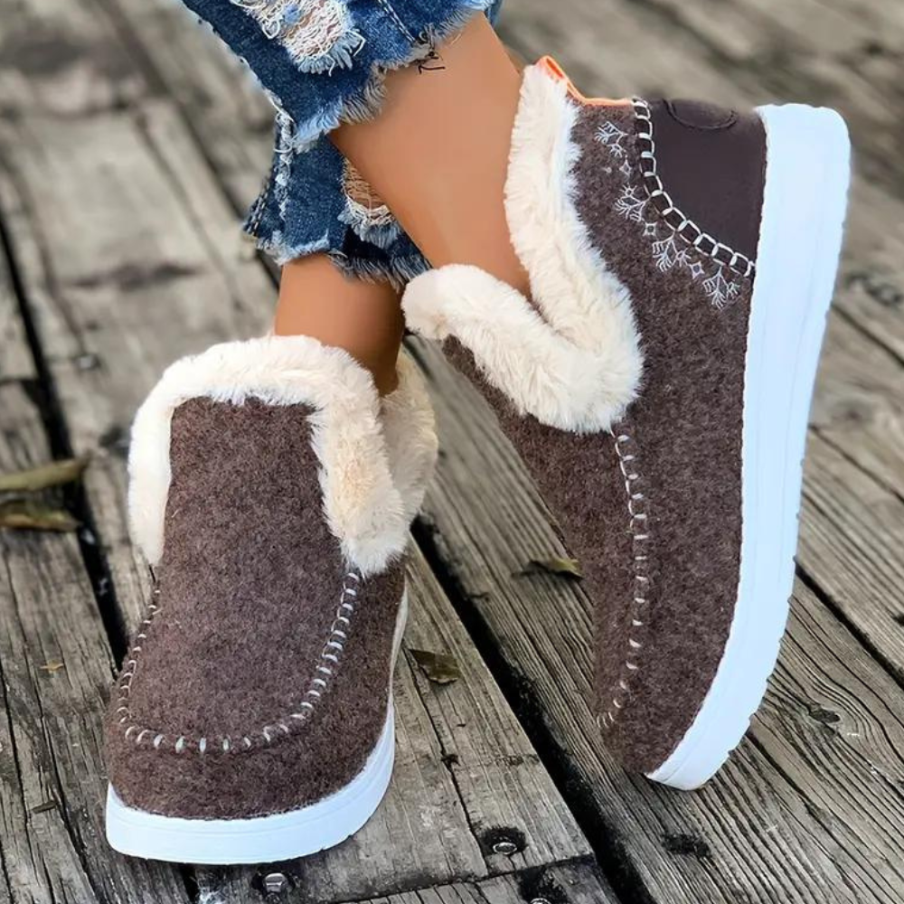 Warme slip-on winterschoenen voor dames met fleece voering – LUNARIA EasyWarm - Glamorix