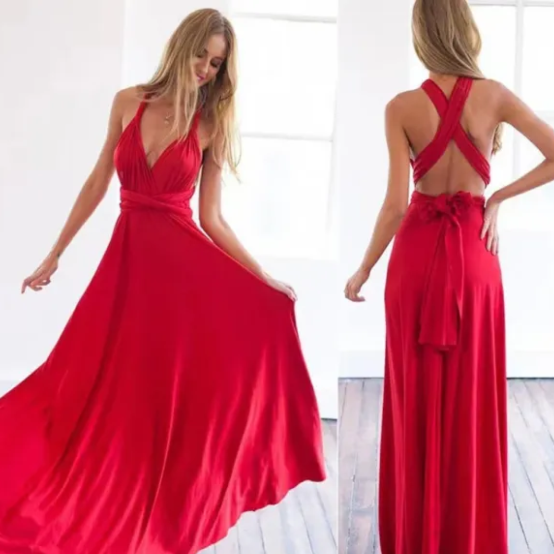 Verleidelijke maxi zomerjurk met open rug en kruislings gebonden top – AURELIA SKY - Glamorix