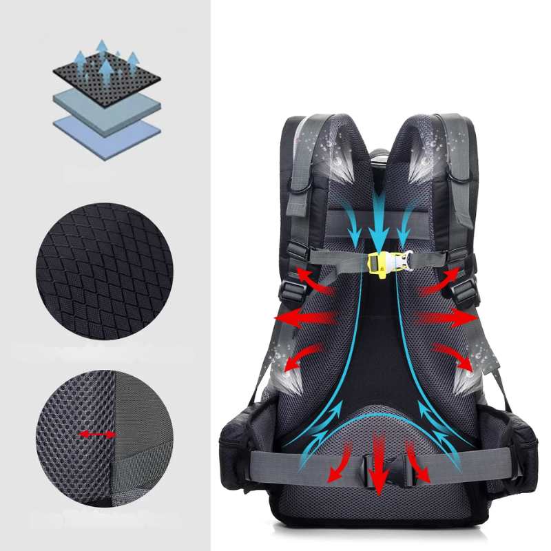 Waterdichte trekkingrugzak met ergonomisch design – TRAILCORE PRO - Glamorix