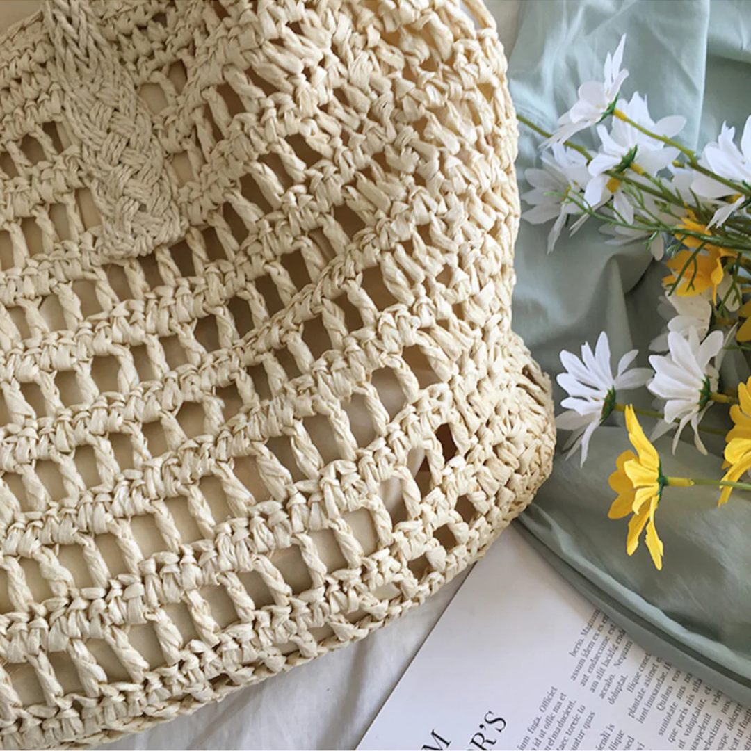 LuxeBreeze - Stijlvolle Geweven Handtas voor Vrouwen