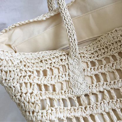 LuxeBreeze - Stijlvolle Geweven Handtas voor Vrouwen
