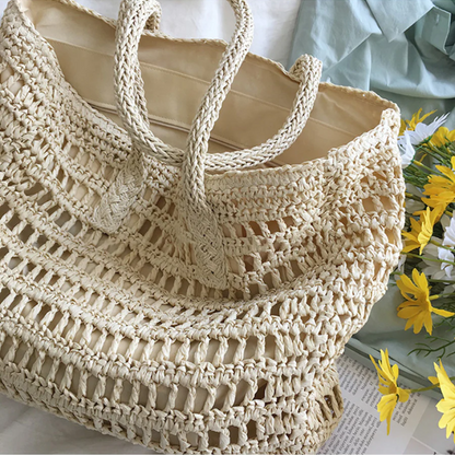 LuxeBreeze - Stijlvolle Geweven Handtas voor Vrouwen