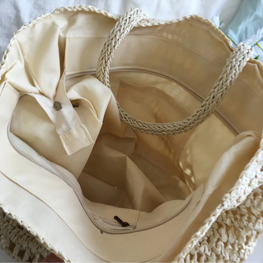 LuxeBreeze - Stijlvolle Geweven Handtas voor Vrouwen