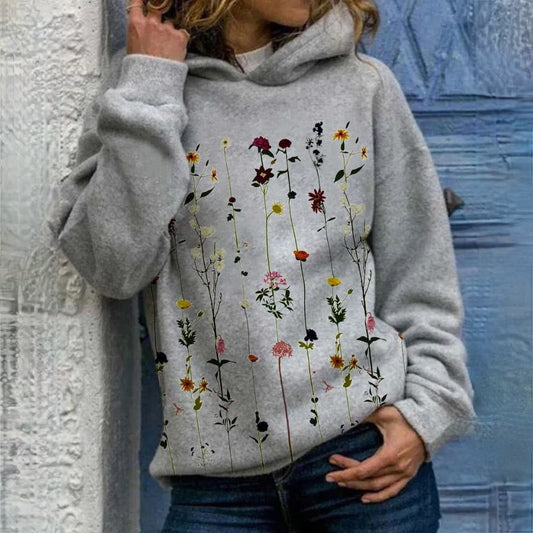 FLORISSA - Warme relaxed fit sweater met bloemenprint