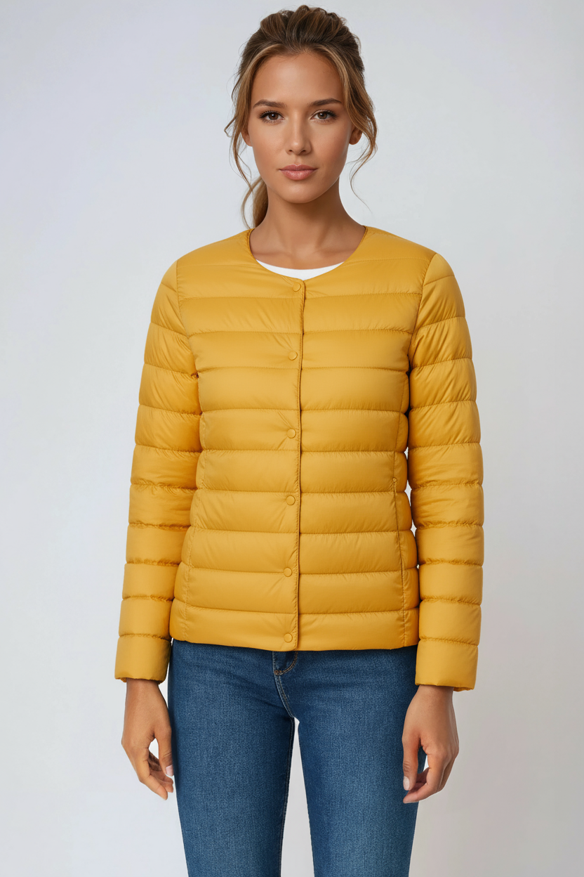 EVIE – Gewatteerde dames tussenjas met knoopsluiting - Glamorix