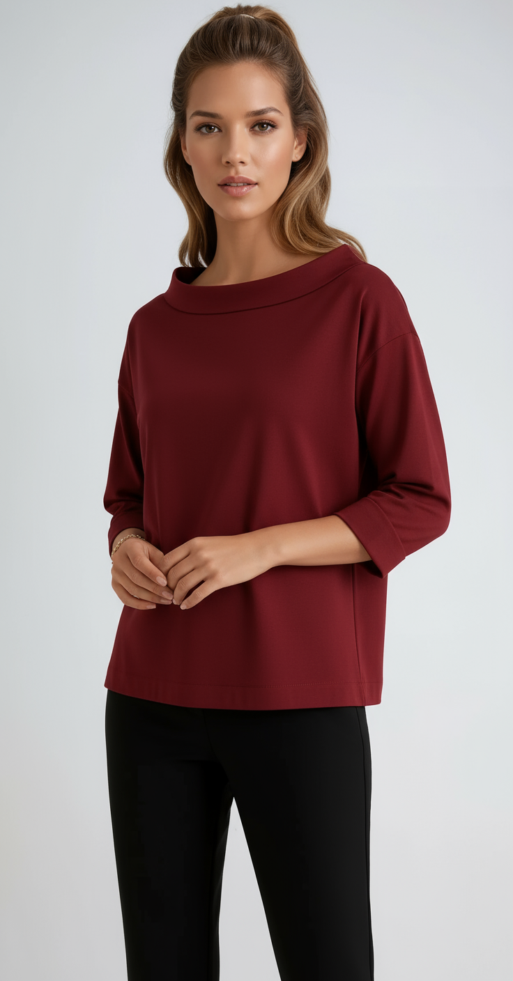 LYN – Cropped dames shirt met ronde hals en korte mouw - Glamorix
