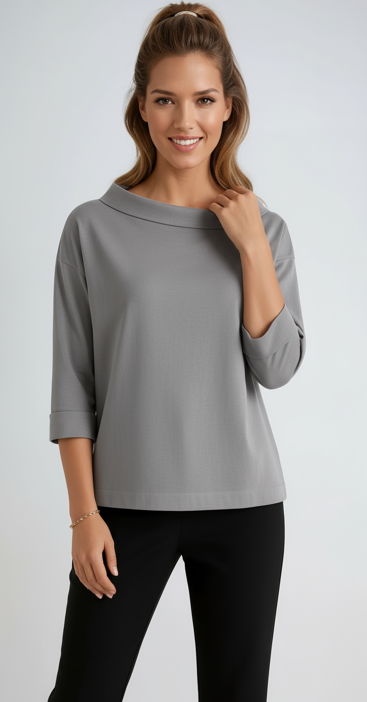 LYN – Cropped dames shirt met ronde hals en korte mouw - Glamorix