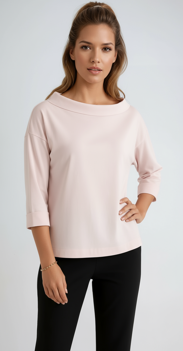 LYN – Cropped dames shirt met ronde hals en korte mouw - Glamorix