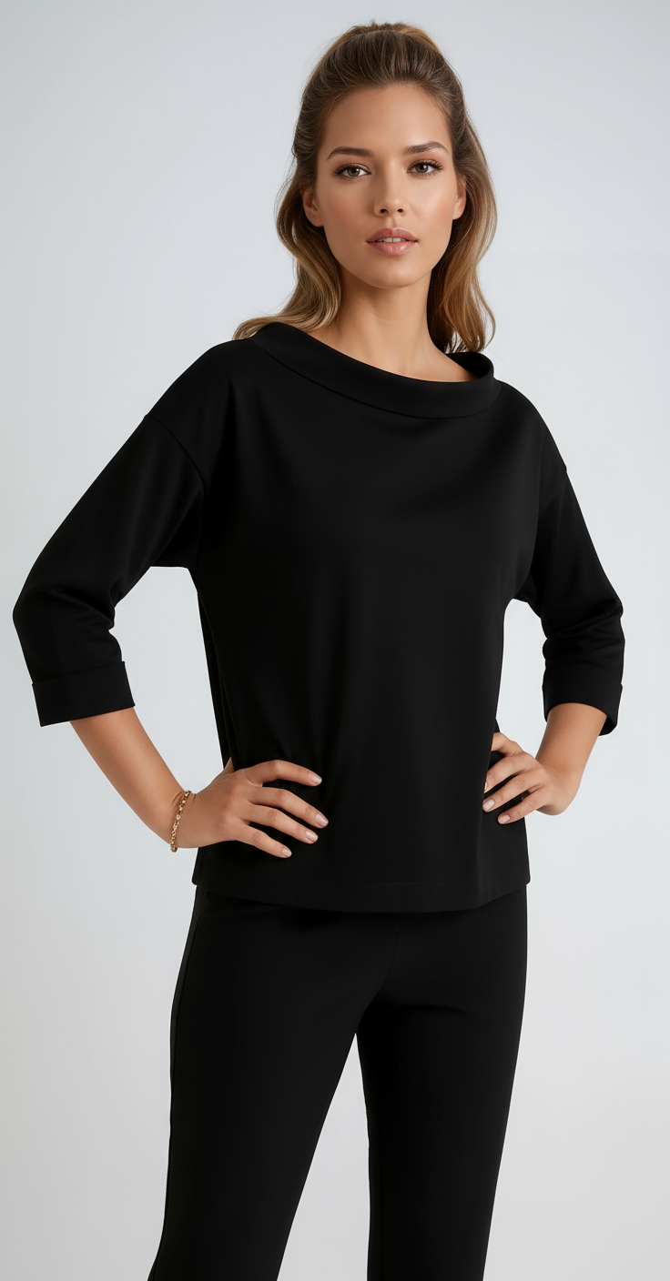 LYN – Cropped dames shirt met ronde hals en korte mouw - Glamorix