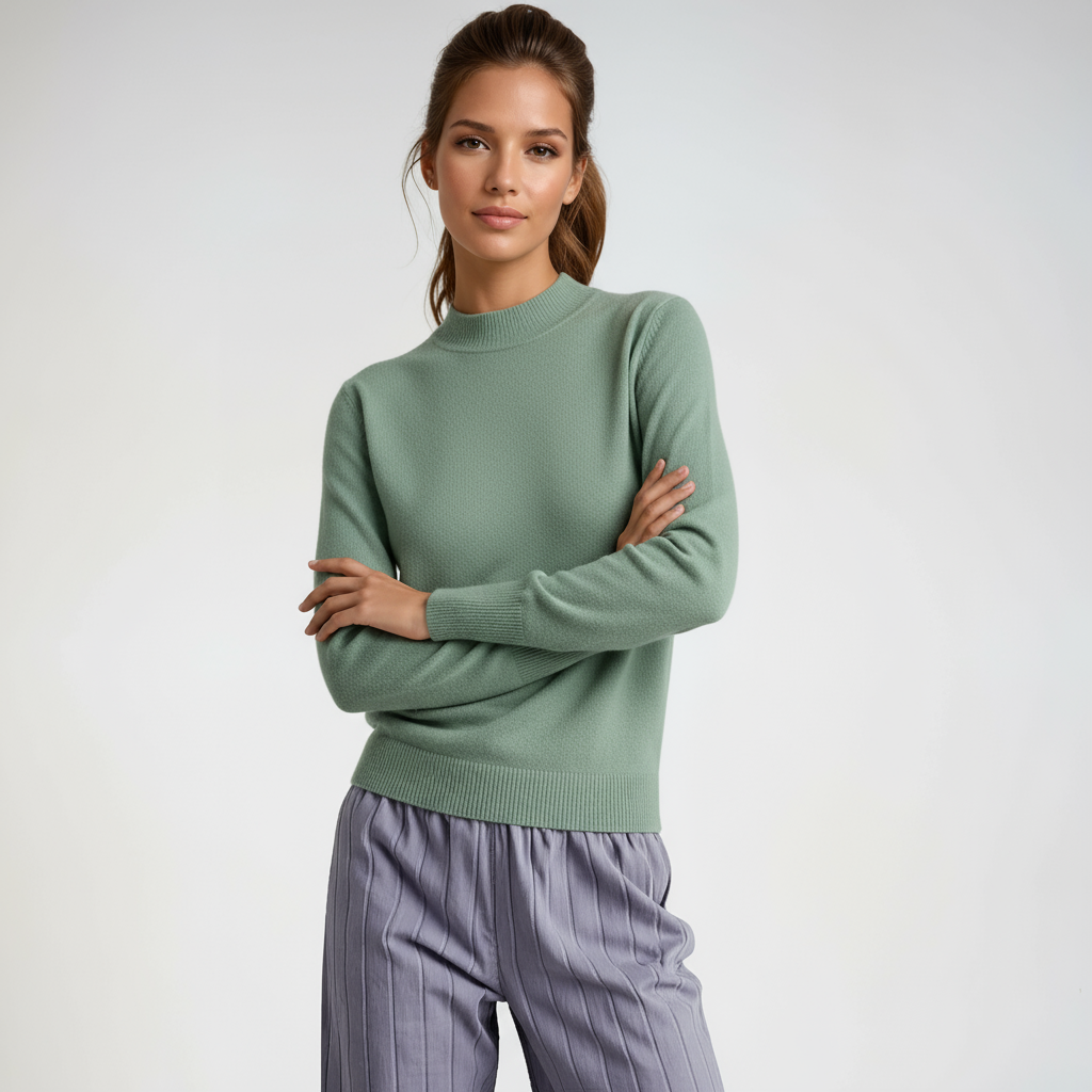 CORALINE – Dames trui met hoge ronde hals en verfijnde look - Glamorix