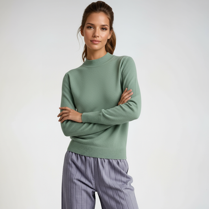 CORALINE – Dames trui met hoge ronde hals en verfijnde look - Glamorix