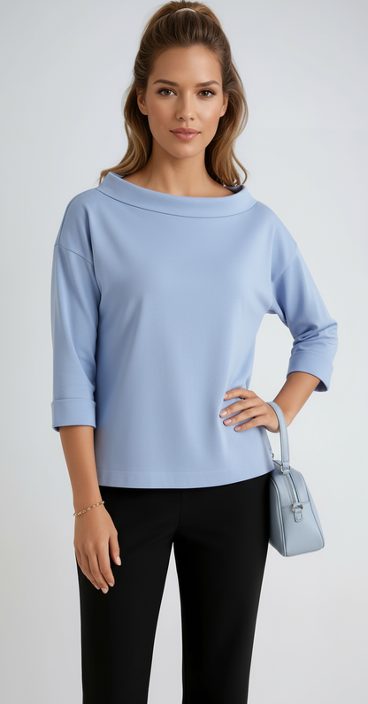 LYN – Cropped dames shirt met ronde hals en korte mouw - Glamorix