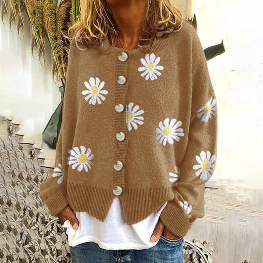 Gebreide damestrui met bloemenmotief en zachte pasvorm – FLORIANA - Glamorix