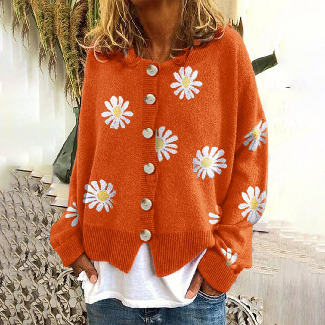 Gebreide damestrui met bloemenmotief en zachte pasvorm – FLORIANA - Glamorix