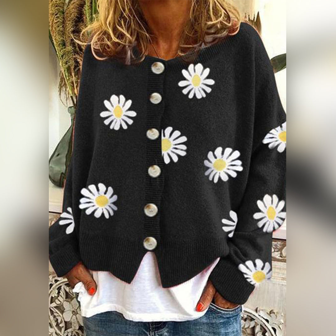 Gebreide damestrui met bloemenmotief en zachte pasvorm – FLORIANA - Glamorix