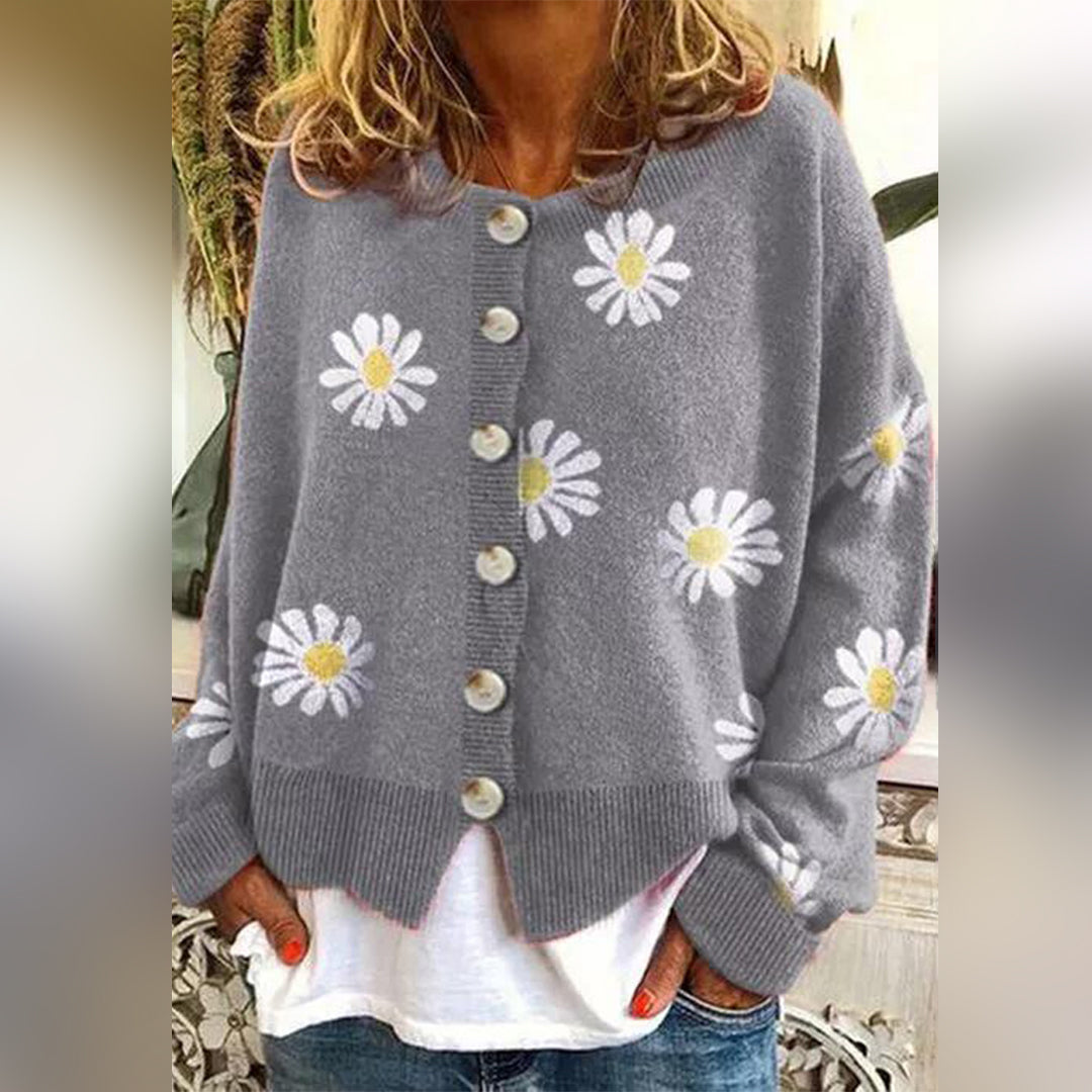 Gebreide damestrui met bloemenmotief en zachte pasvorm – FLORIANA - Glamorix