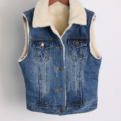 Mouwloos dames denim vest met stoere uitstraling – RAVÉNA - Glamorix
