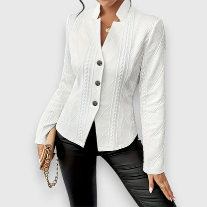 Getailleerde damesblazer met structuur en elegante snit – SERENA FORME - Glamorix