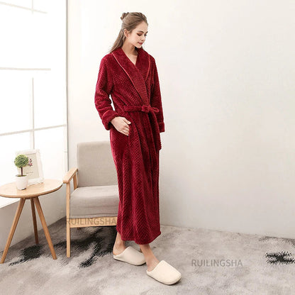 ELISE - Pluche damesbadjas met riem over de hele lengte
