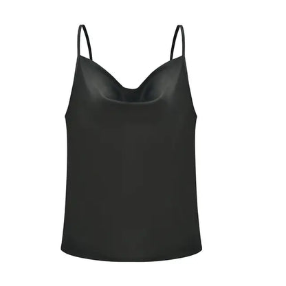 ELARA - Satijnen dames tanktop met drape en spaghetti bandjes