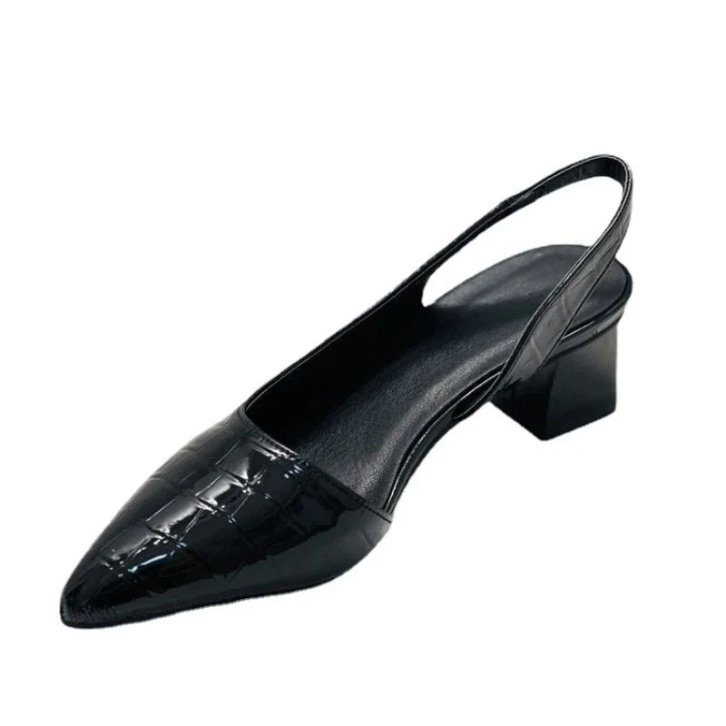 Orthopedische pumps met croco-patroon en blokhak – Veloria GraceLift - Glamorix