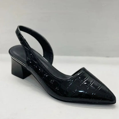 Orthopedische pumps met croco-patroon en blokhak – Veloria GraceLift - Glamorix