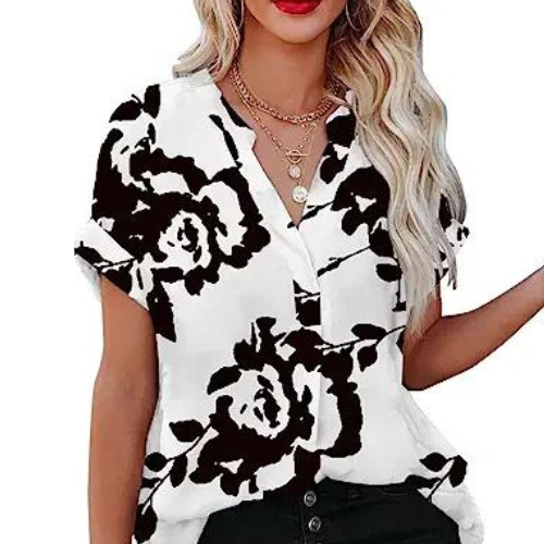 Dames blouse met kraag en losse pasvorm – LORETTA CLASSY - Glamorix