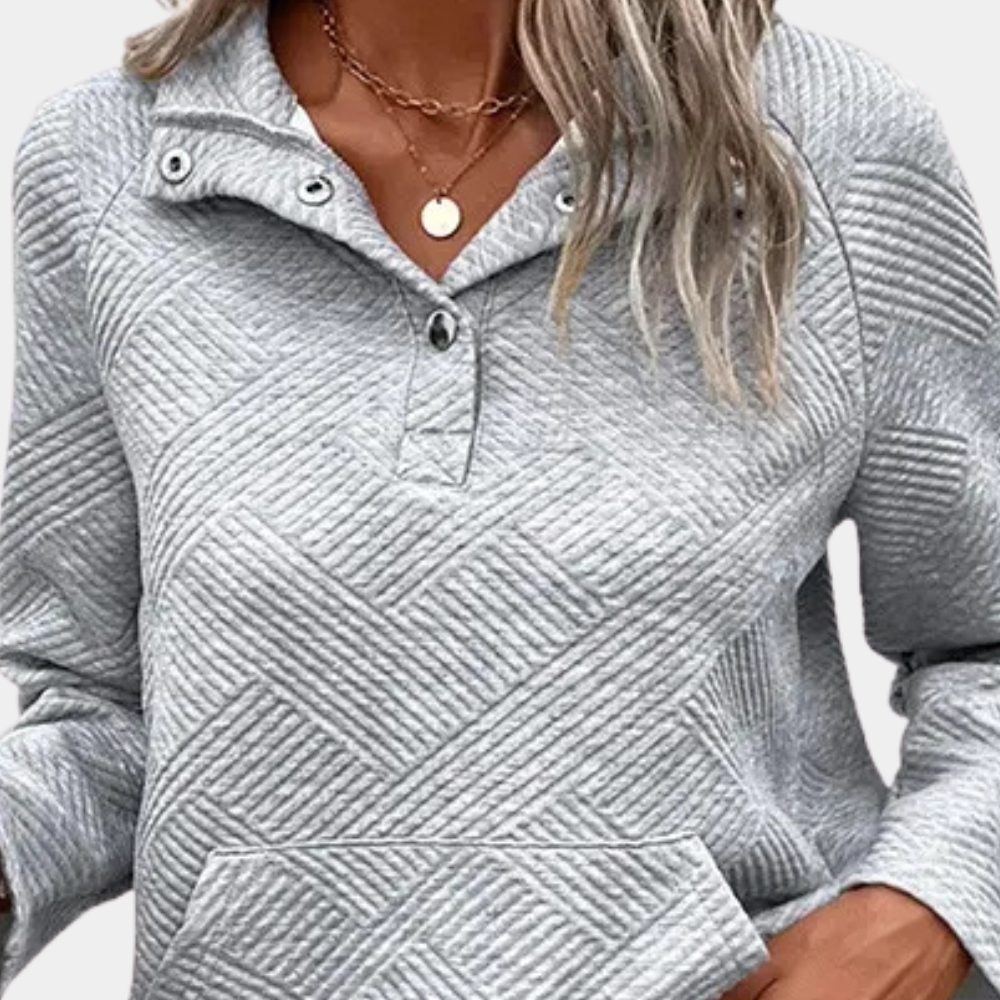 Casual dames sweater met kraag en moderne snit – MAELYS SoftZip - Glamorix