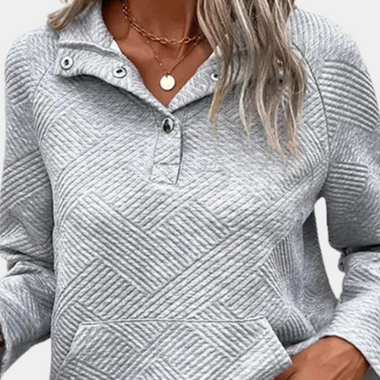 Casual dames sweater met kraag en moderne snit – MAELYS SoftZip - Glamorix