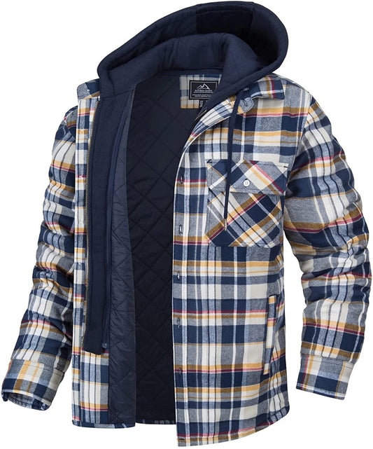 ERIK - Chaqueta a cuadros con capucha y cremallera para hombre - Glamorix