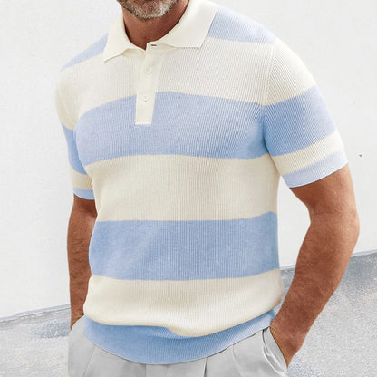 Herenpolo met ribstructuur en brede strepen – MARCO STRIPE - Glamorix