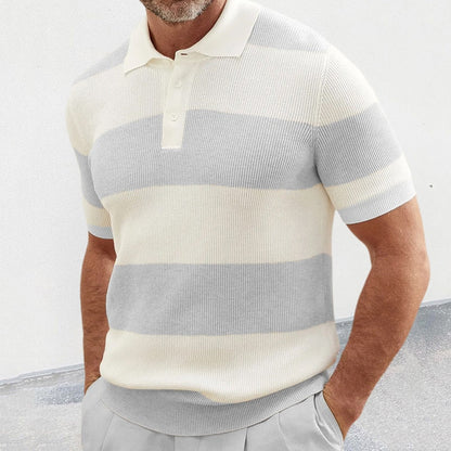 Herenpolo met ribstructuur en brede strepen – MARCO STRIPE - Glamorix