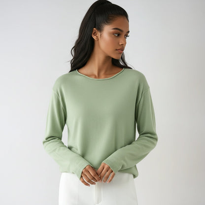 Minimalistische trui voor dames met ronde hals en fijne structuur licht en comfortabel – LUMORA - Glamorix