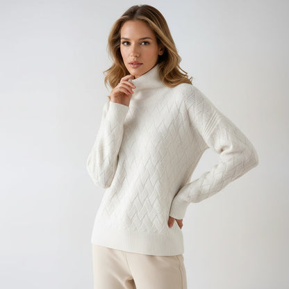 Coltrui met hoge hals en gebreide structuur biedt warmte en stijl voor dames – URIAH - Glamorix