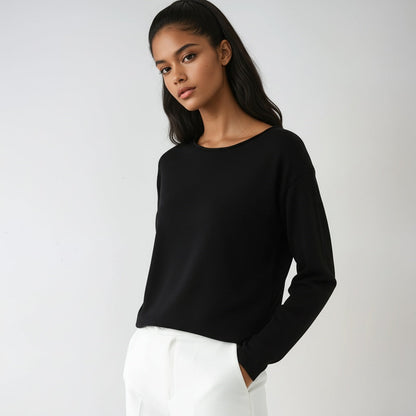 Minimalistische trui voor dames met ronde hals en fijne structuur licht en comfortabel – LUMORA - Glamorix