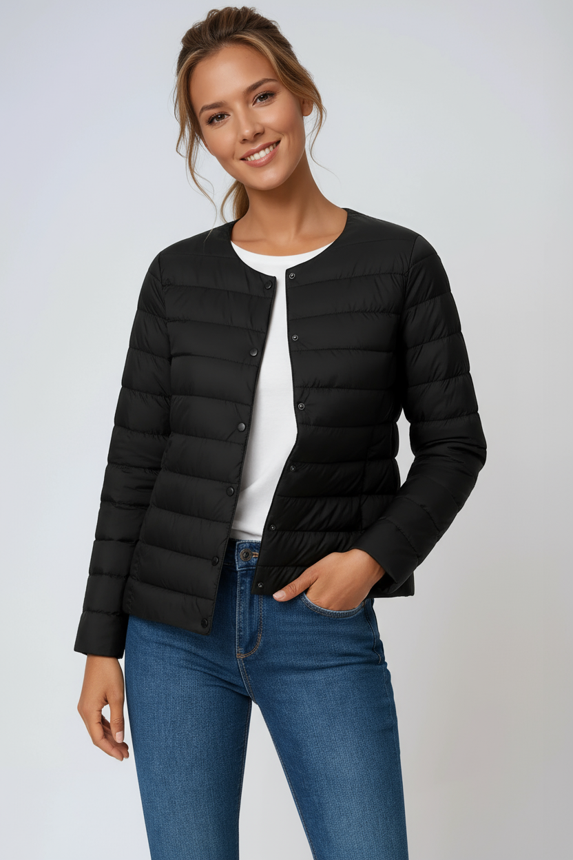 EVIE – Gewatteerde dames tussenjas met knoopsluiting - Glamorix