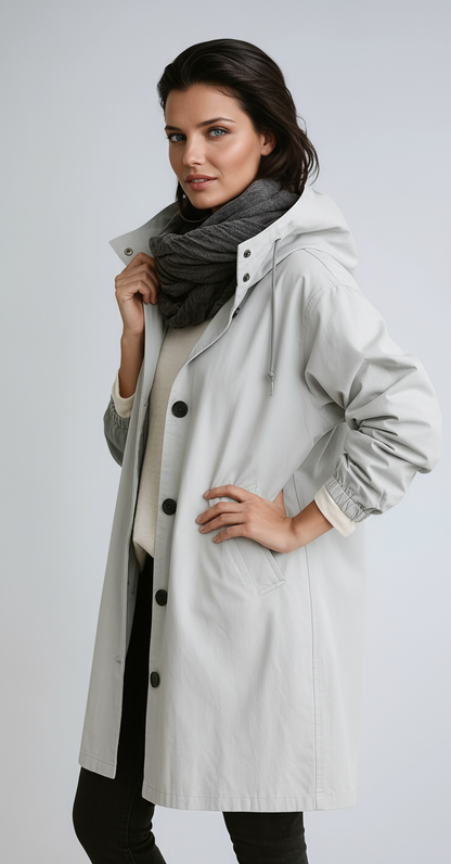 Lange Jas Dames | Capuchon & Knoopsluiting - Glamorix