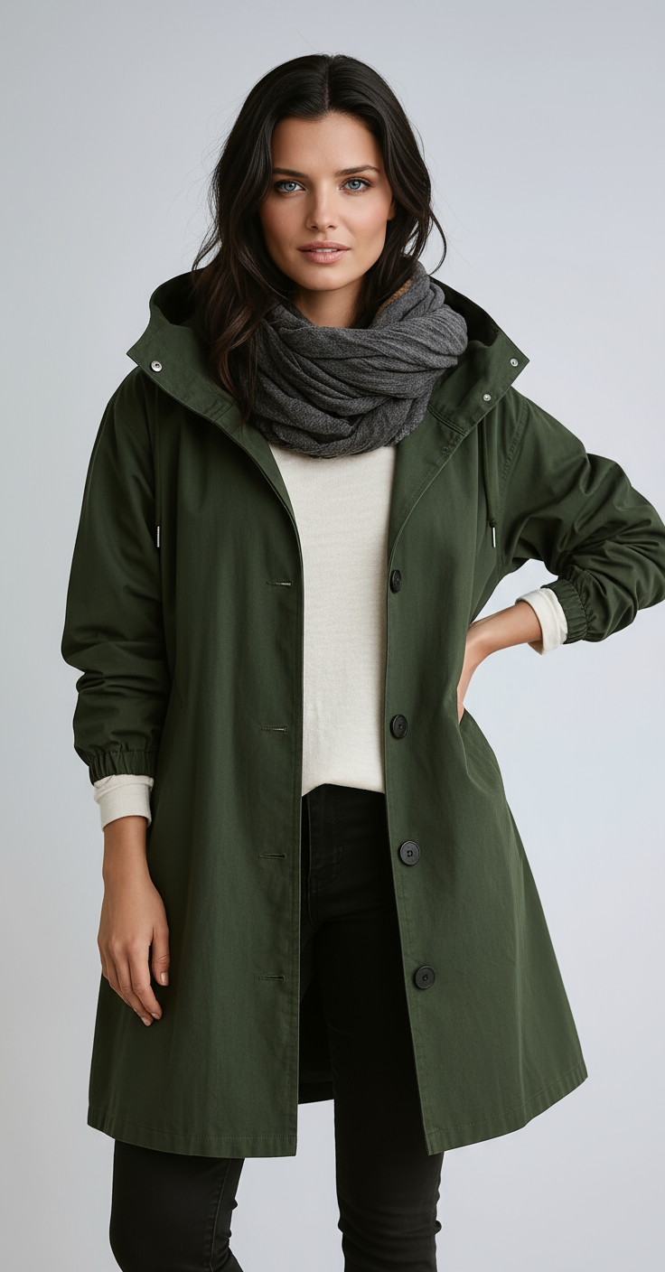 Lange Jas Dames | Capuchon & Knoopsluiting - Glamorix