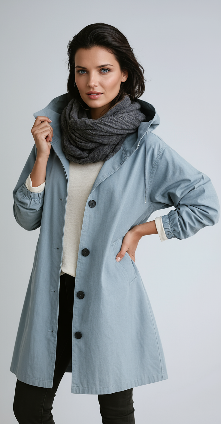 Lange Jas Dames | Capuchon & Knoopsluiting - Glamorix