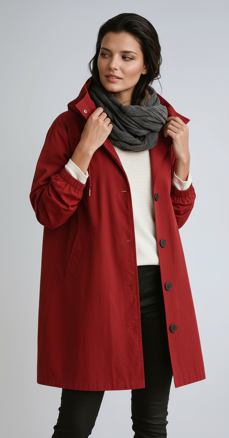 Lange Jas Dames | Capuchon & Knoopsluiting - Glamorix