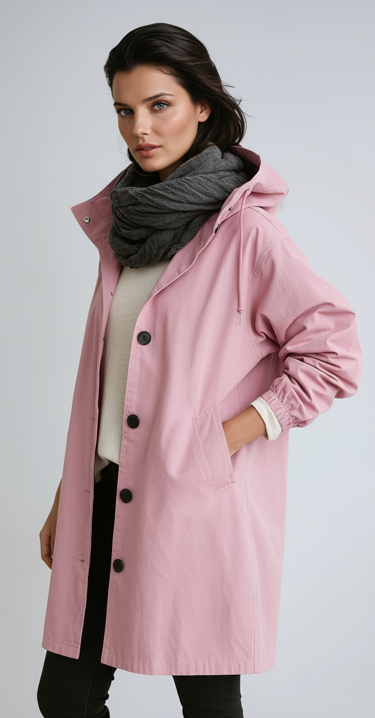 Lange Jas Dames | Capuchon & Knoopsluiting - Glamorix