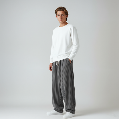 STEVE – Wijde corduroy herenbroek met trekkoord en relaxed fit - Glamorix