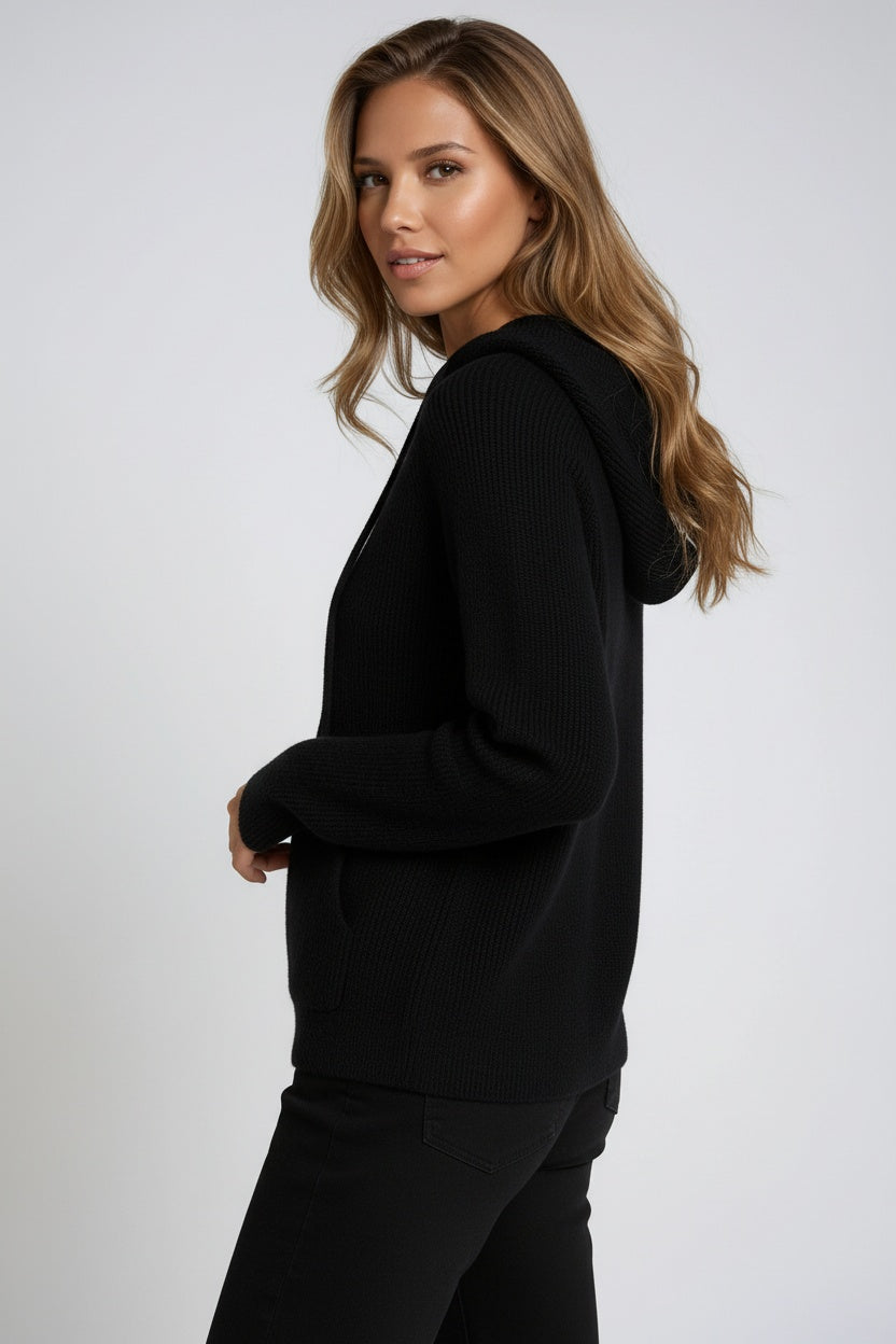 Fiona hoodie voor dames in zacht wolmateriaal met gebreide details en heerlijke warmte – NOVAWEAR - Glamorix